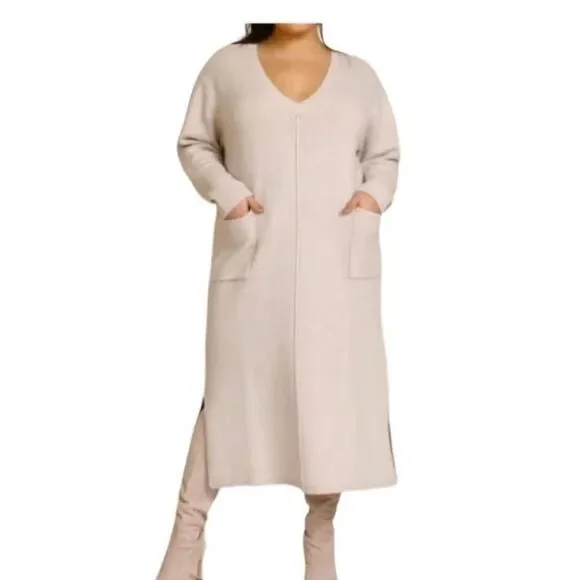 BNWT Cashmere/Cotton 11 Honore Oatmeal Nola Sweater Dress 3X. Retails $288 - Picture 1 of 11